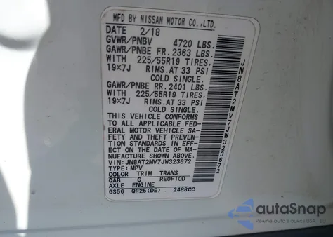 2018 Nissan Rogue Sl from USA, damaged, VIN JN8AT2MV7JW323672